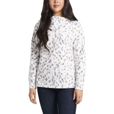 Vince Camuto Women’s Snake Print Foldover Neck Cotton Blend Top, Pearl Ivory, Small