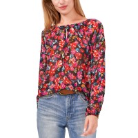 Vince Camuto Womens Studded Cuff Blouse, Rich Black, XS
