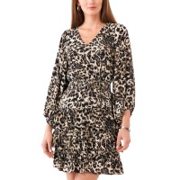 Vince Camuto Women’s V-Neck Balloon-Sleeve Tiered Dress – Natural Taupe, Medium