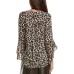  Womens V-Neck Flutter Sleeve Elegant Leopard Blouse, Animal, Small