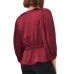  Womens Vneck Puff Sleeve Peplum Top Purple XS
