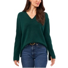 Vince Camuto Women’s V-Neck Ribbed-Edge Sweater, Green, Large