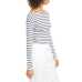  Striped Women's Ribbed Boatneck Cotton Sweater, Optic White/Marine, Large