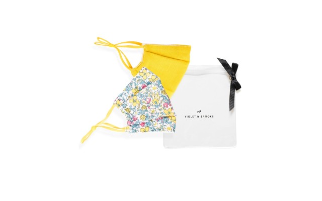 Violet & Brooks 2-Pk. Bridget Face Masks, Yellow, 7-3/4