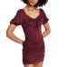  Juniors’ Shore Shook Ruched Mini Dress, Brown, Medium
