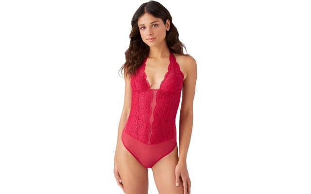  Womens Ciao Bella Lace Bodysuit, Red, Medium
