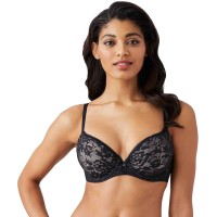 Wacoal Women’s Lace Finesse T-Shirt Bra, Black/Toast, 38DDD
