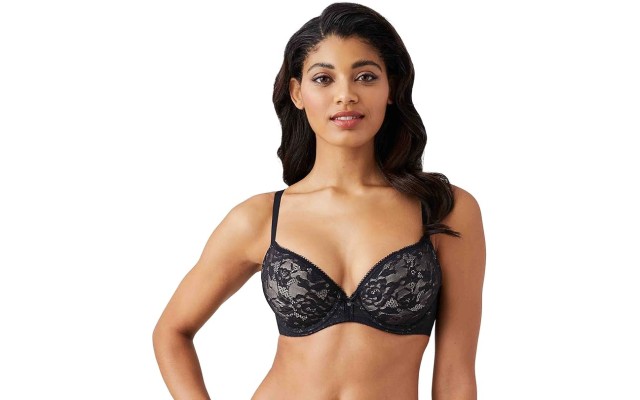  Women’s Lace Finesse T-Shirt Bra, Black/Toast, 38DDD