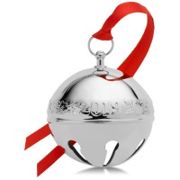 Wallace 2019 Silver Plated Sleigh Bell-25th Anniversary Edition (Holly & Ornaments) Holiday Ornament