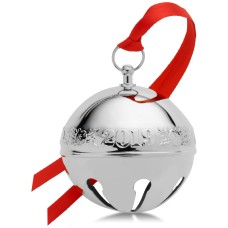 Wallace 2019 Silver Plated Sleigh Bell-25th Anniversary Edition (Holly & Ornaments) Holiday Ornament