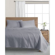 WellBeing 300-Thread-Count Oxywash 4-Piece Sheet Set, King, Solid, Gray