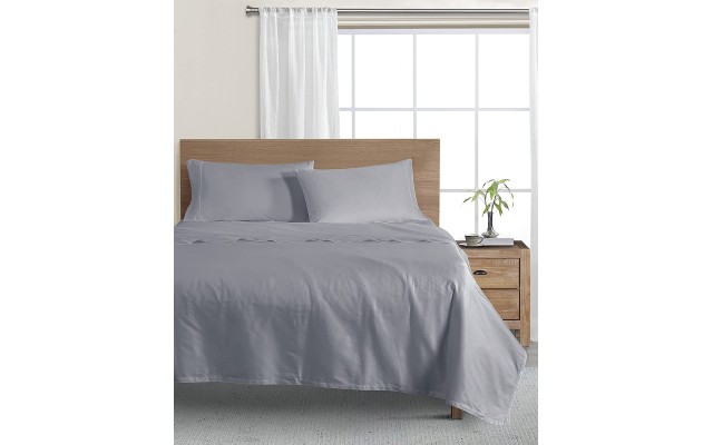  300-Thread-Count Oxywash 4-Piece Sheet Set, King, Solid, Gray