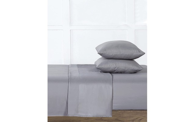  300-Thread-Count Oxywash 4-Piece Sheet Set, Solid, Grey, Cali King