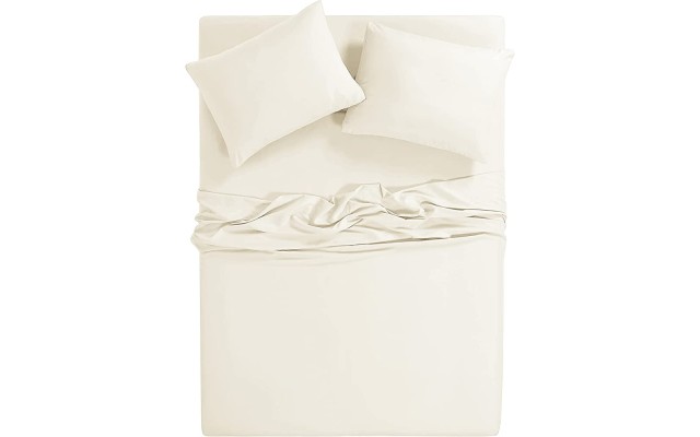  300-Thread-Count Oxywash 4-Piece Sheet Set, Solid, Natural, Cali King