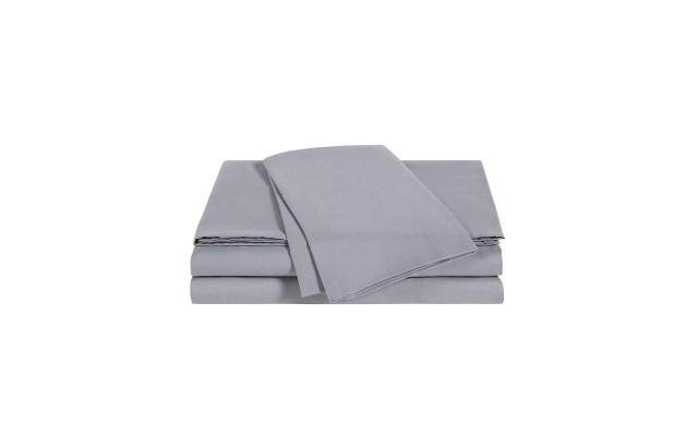  Oxywash Solid 300 Thread Count 4pc Sheet Sets, Gray, King