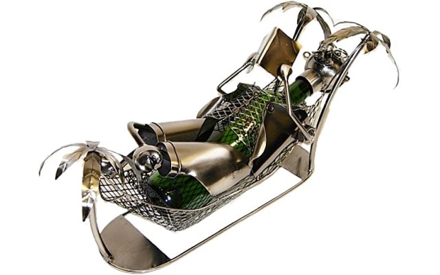  Man Relaxing Metal Wine Bottle Holder, Charcoal