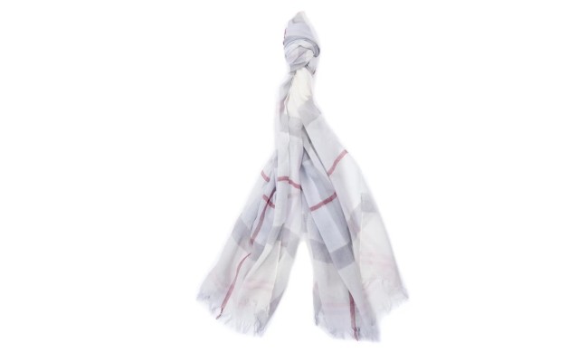 Women’s Barbour Check Cotton Scarf, Size One Size – Gray