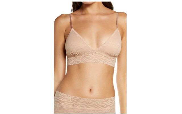Women’s  Zebra Lace Bralette, Size Large – Brown