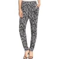 Women's Hue Zebra Pants Stretch Jersey Relaxed Leggings Gray/black/white M