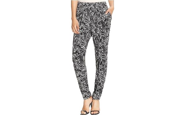 Women's  Zebra Pants Stretch Jersey Relaxed Leggings Gray/black/white M