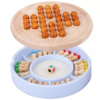 Wooden Memory Chess for Cognitive Development of Toddlers, Montessori Education Sensory Learning with Board Games for Preschool Children, Kindergarten Teaching Aids, Blue 2 in 1