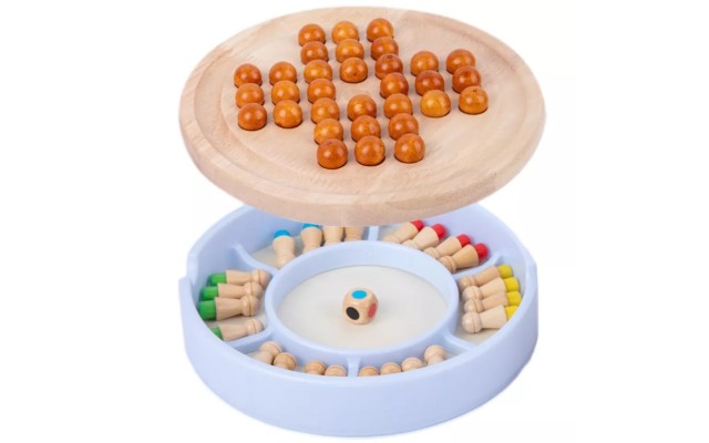 Wooden Memory Chess for Cognitive Development of Toddlers, Montessori Education Sensory Learning with Board Games for Preschool Children, Kindergarten Teaching Aids, Blue 2 in 1