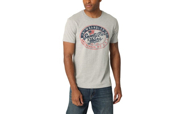  Men’s 75 Years Graphic T-Shirt, Gray, M