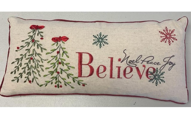 Xia Home Fashions 8″ x 18″ Decorative Pillow- “Noel, Peace, Joy, Believe”