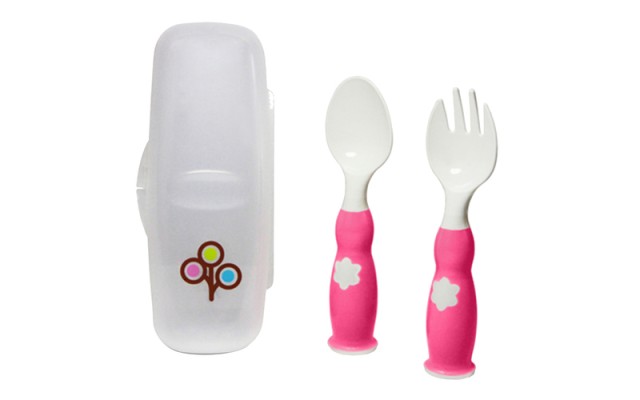 ZoLi Ergonomic Fork and Spoon Set, Pink