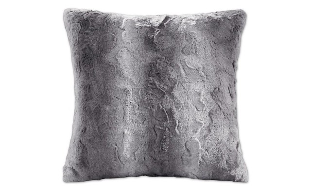  Decorative Square Faux Fur Pillow, 20 x20, Grey