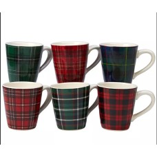 16oz 6pk Christmas Plaid Ceramic Mugs – Certified International