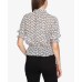  Printed Mock-Neck Blouse (Natural, XS)