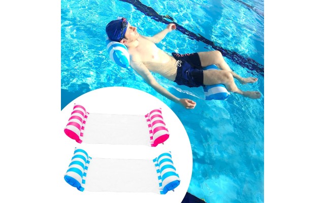2 Pack Inflatable Water Hammock, Air Mattress, Aqua Lounger & Floating Sleep Pillow for Swimming Pool or Beach – Foldable & Easy to Carry, 2 Pack (Blue+Pink)