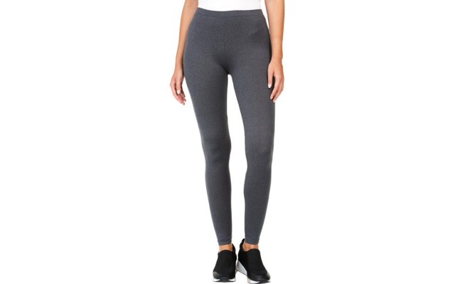  Womens Fleece-Lined Leggings, Heather Black, X-Large