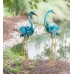 35” Blue Heron Statue Pair
