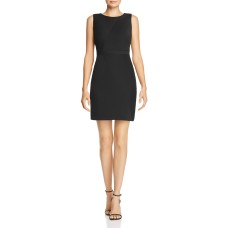 Adrianna Papell Daphne Ottoman Sleeveless Sheath Dress with Jewel Neckline (Black, 4)