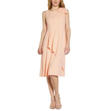 Adrianna Papell Womens Divine Crepe Fit & Flare Midi Dress, Light Pink/6