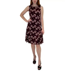Adrianna Papell Womens Godet Lace Fit & Flare Dress, Pink/ Burgundy, 2