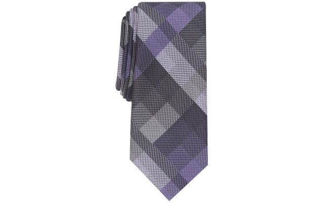  Men’s Ember Plaid Slim Tie, Purple