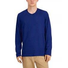 Alfani Men’s Long Sleeve Supima Crewneck T-Shirt, Navy, Large