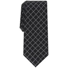 Alfani Men’s Mair Grid Silk Blend Slim Tie, Black