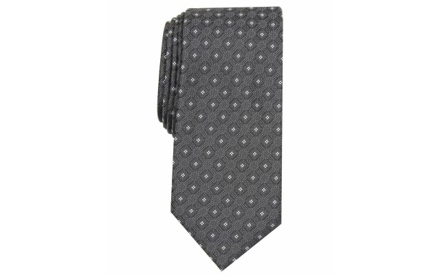  Men’s Martin Slim Geometric Skinny Tie, Charcoal