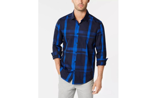  Men’s Plaid Shirt, Blue, XX-Large