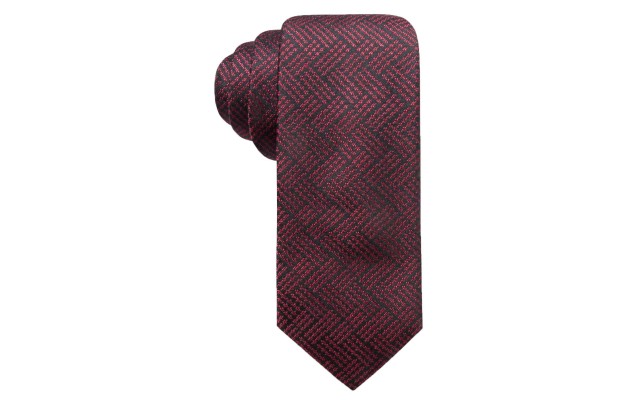  Men’s Plaid Slim Silk Tie (Red)
