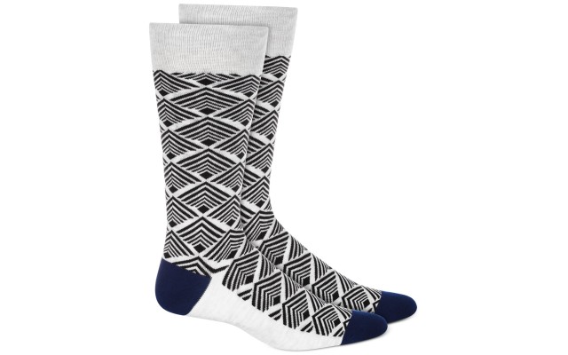  Mens Printed Dress Crew Socks, White