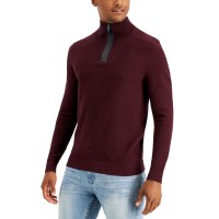 Alfani Mens Quarter-Zip Sweaters, Red Plum, Small