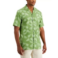 Alfani Men’s Regular-Fit Fern-Print Camp Shirt, Green, XX-Large