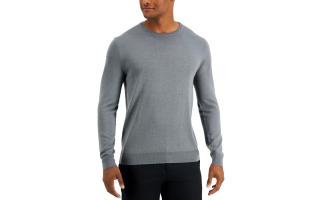  Men’s Regular-Fit Solid Sweater, Gray, Large