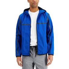 Alfani Mens Tech Zip Up Jacket, Blue, X-Large