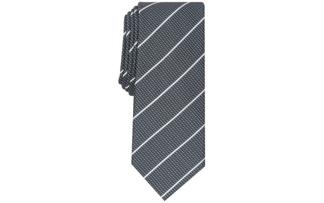  Men’s Terra Stripe Slim Tie, Gray